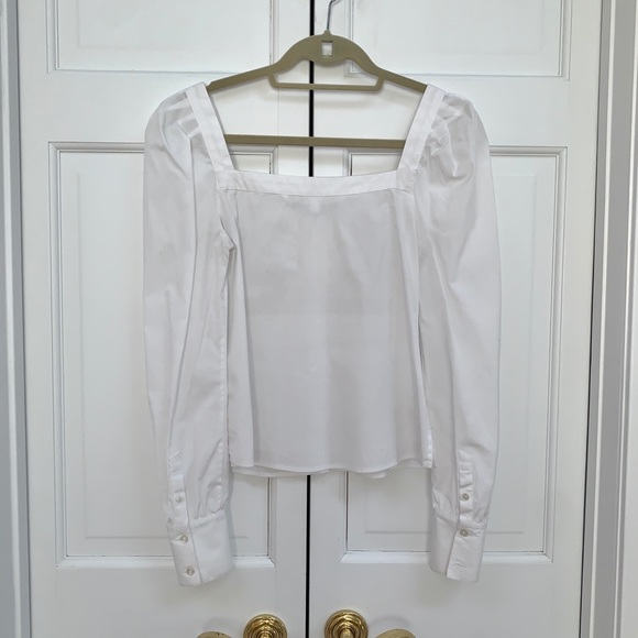 Veronica Beard Frankie White Long Sleeve Rucched Blouse - Picture 7 of 14